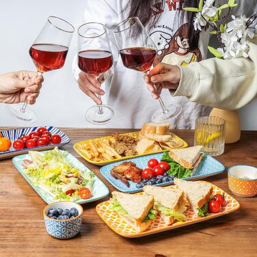 Керамічні сервіровочні тарілки Selamica, набір 4 шт, 24 x 14 x 2.5 см (різні кольори)