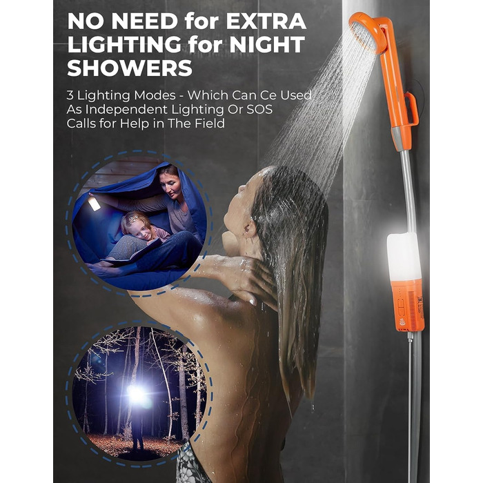 Портативна душова кабіна для кемпінгу Zooma з насосом, для відпочинку на природі, сад, вулиця, акумуляторна