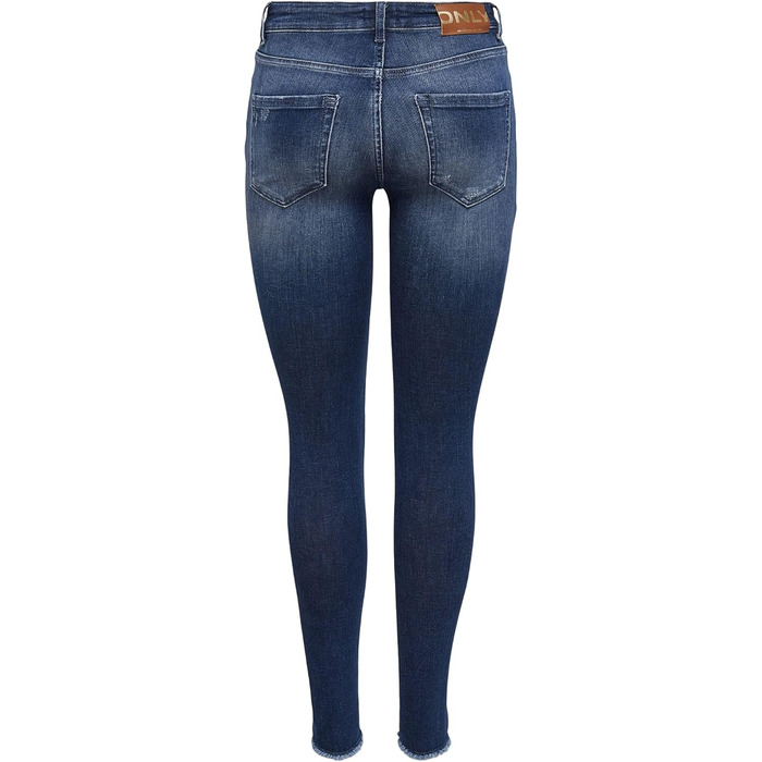 Джинси скінні ONLY ONLBLUSH, середньої посадки, темно-синій денім, розмір L/32L