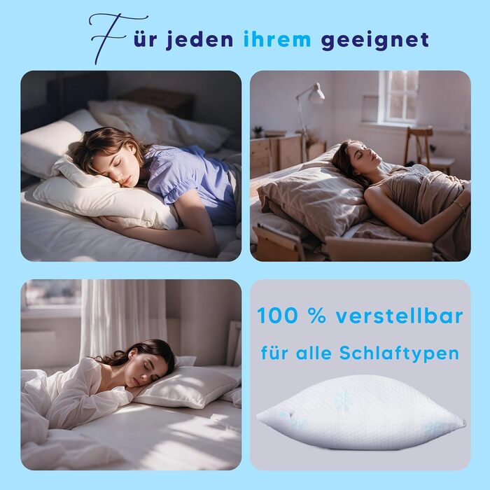 CloudÉtoile Memory Foam Pillow - Height-Adjustable Orthopedic Pillow with Shredded Memory Foam Ergonomic Neck Pillow, Side Sleeper Pillow, Neck Support Pillow (60x40cm)