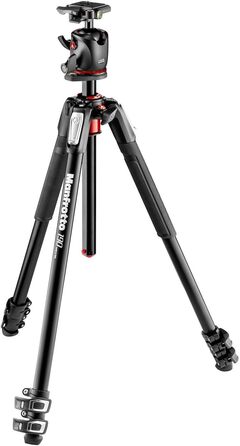 Штатив Manfrotto MT190XPRO4 з алюмінію з кутовою центральною колоною - 4-секційний штатив для DSLR та бездзеркальних камер, чорний/антрацит (комплект з кульковою головкою)