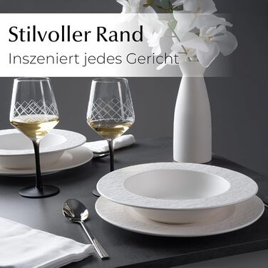 MIAMIO Набір посуду 16 предметів/Сучасний керамічний посуд/Набір посуду на 4 персони - Колекція Oasis (16 шт) (Білий, Набір посуду (20 шт))