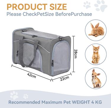 Транспортна сумка Petsfit для котів та собак | Авіапереліт, авто, поїзд | Сіра, Small