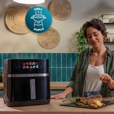 Аерофритюрниця Cecotec Cecofry&Grill Duoheat 10000 з грилем, 2800 Вт, 10 л, з вікном перегляду, чорна