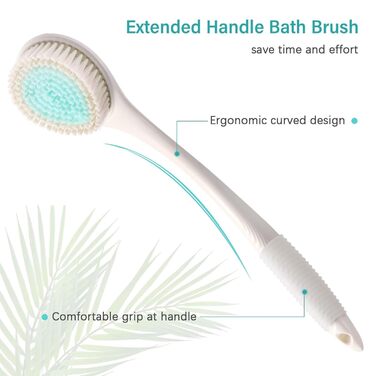 Щітка для душу Brencco з довгим руків'ям, для чищення спини та тіла, антиковзка, для догляду за шкірою