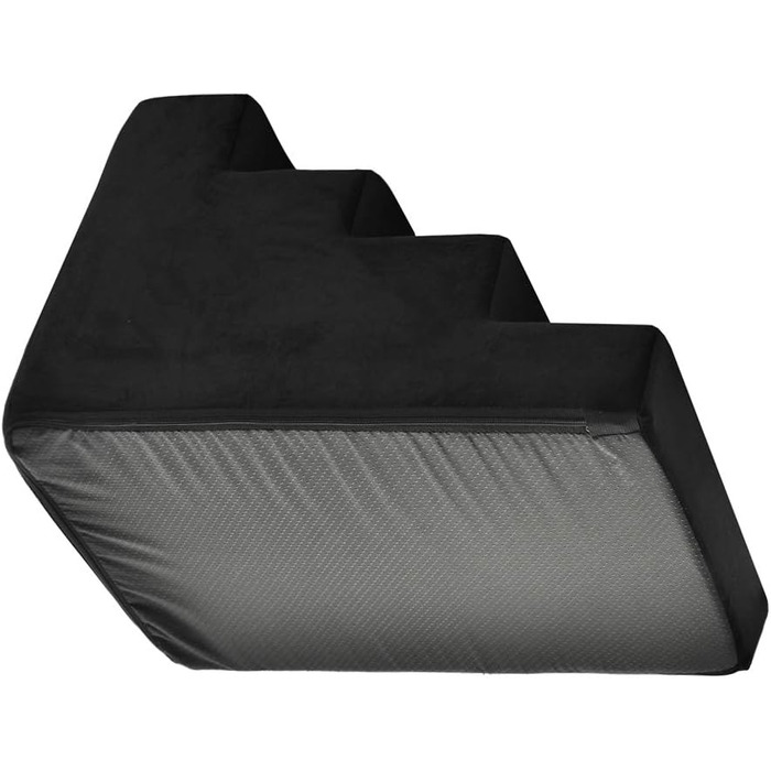 Сходинка для собак та котів, 40 см, 4 сходинки, велюр, чорний колір | Сходи для тварин на ліжко та в авто