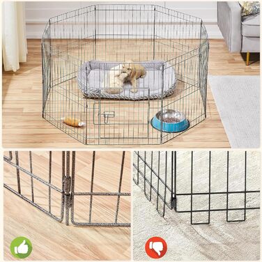 Yaheetech 8-Panel Folding Dog Playpen - 61cm High, Indoor/Outdoor Pet Pen with Door, Flexible & Portable, Easy Assembly - Suitable for Dogs, Cats, Puppies, Rabbits