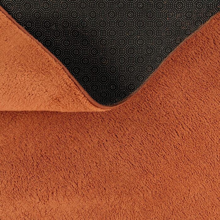 Килимок для вітальні TT Home з коротким ворсом, антиковзаюча підкладка, однотонний, сучасний, можна прати, темно-помаранчевий, 80 см (круглий)