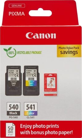 Комплект оригінальних картриджів Canon PG-540 та CL-541 FINE з фотопапером, нова упаковка 2024