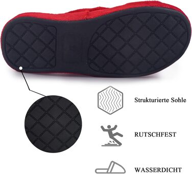 Жіночі капці Git-up з ефектом пам'яті (Memory Foam), з підтримкою arches та регульованою застібкою-липучкою, широкі для діабетиків, для дому та вулиці (40 EU, червоні)