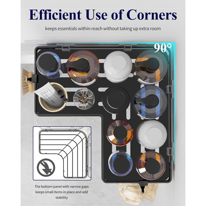 Поличка для душу Kitsure без свердління – 2 шт. Стабільне душове решітка без свердління з швидким стоком, нержавіючою статтю та міцним клейким кріпленням для ванної кімнати, 22,0 x 22,0 x 5,0 см, Чорний