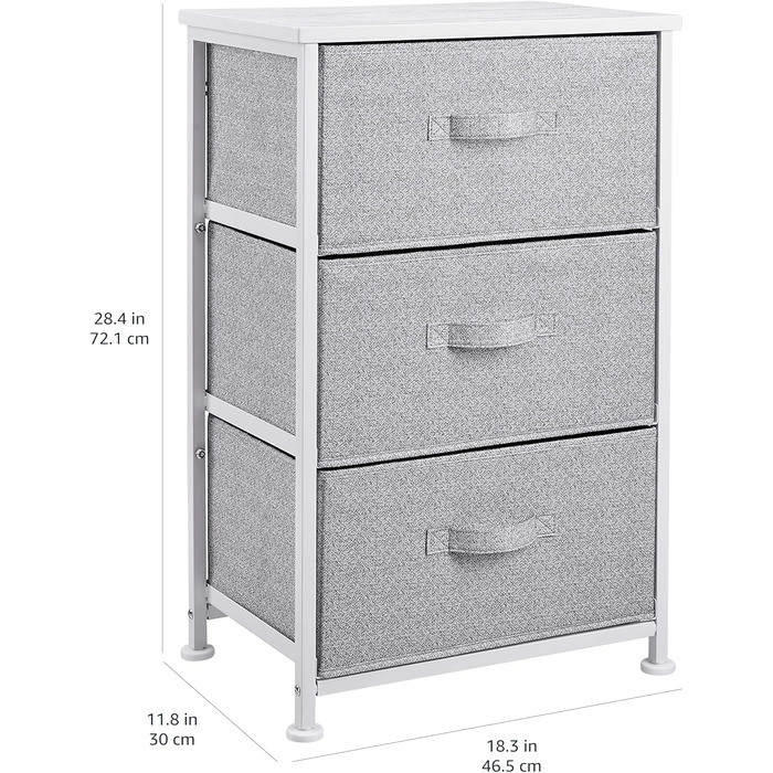 Amazon Basics - Closet Storage Organizer with 3 Fabric Drawers, (White)
