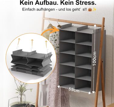 Настінна вішалка-органайзер для одягу, 6 ярусів, сіра. З металевими гачками, для зберігання в шафі, спальні, гуртожитку. Економія місця.