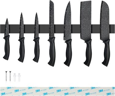Magnetic Knife Strip 50cm, Stainless Steel Magnetic Knife Holder, Magnetic Knife Holder Screw, Self-Adhesive Magnetic Strip for Knives and Utensils