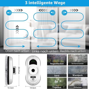Робот для миття вікон Fensterputzroboter 5600Pa електричний з пультом, 3 режимами, навігацією та 10 серветками для гладких поверхонь