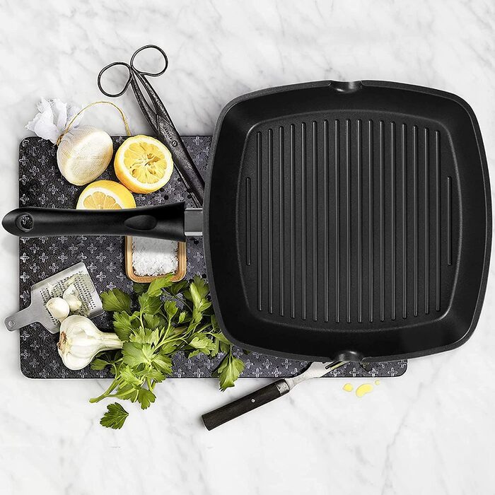 Сковорода гриль 28x28 см з алюмінію з індукційним дном, антипригарна PFOA-free, легка в очищенні