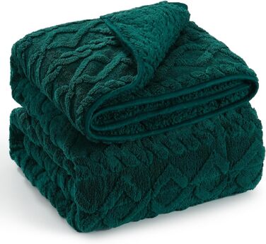 Обтяжена ковдра Wemore Sherpa Fleece для дорослих, двостороння плюшева ковдра з фланелі та шерпи, 15 lbs (6.8 кг), колір Jacquard-grün