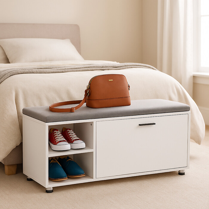 Shoe Storage Bench with Cabinet