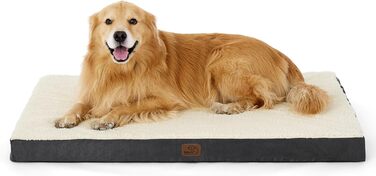 Ортопедичне ліжко для собак BEDSURE - великі породи, 112x81x8 см, м'яке, миється, сіре/бежеве