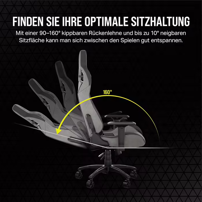 Ігрове крісло Corsair T3 RUSH Fabric 2023, автомобільний стиль, тканинне покриття, подушка для шиї, ортопедична підтримка попереку, сіре та антрацитове