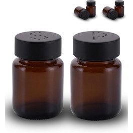Salt and Pepper Shaker Set in Brown Glass - Salt Shaker with Stainless Steel Lid – Shakers for Pepper and Salt - Small and Modern Table Shakers - Salt & Pepper - 2 Sets