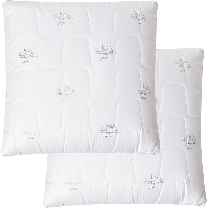Подушка sei Design 80x80 см, 2 шт., мікрофібра, дихаюча, м'яка, регульована жорсткість, стьобана, прана, для сну