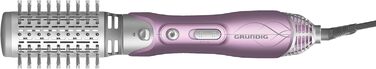 Фен-щітка GRUNDIG HS 6220 Volumen & Locken, 1100W, 3 насадки, керамічне покриття з олією лотоса, захист від перегріву, для всіх типів волосся, Рожевий/Срібний, 2023 модель