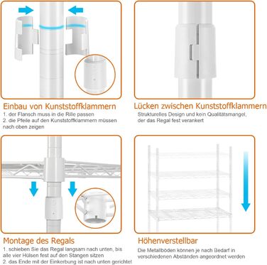 Стійка для одягу KZOBYD з полицями та вішалкою, металева, біла
