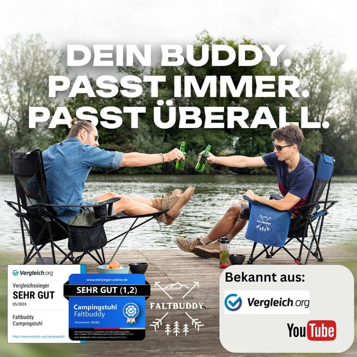 Складний стілець для кемпінгу 2в1 Faltbuddy® з холодильною сумкою (2 шт., блакитний)