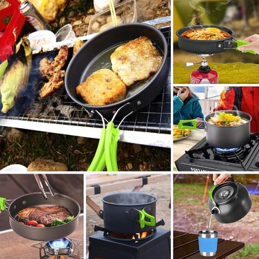 Набір посуду для кемпінгу на 17 частин: набір для приготування їжі на природі, пікніків, риболовлі та походів (2-3 особи)