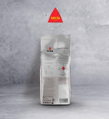 Кава в зернах Delta Cafés Platinum, інтенсивність 12, суміш арабіки з нотками меду та стиглих фруктів, 2 кг (2 упаковки по 1 кг)