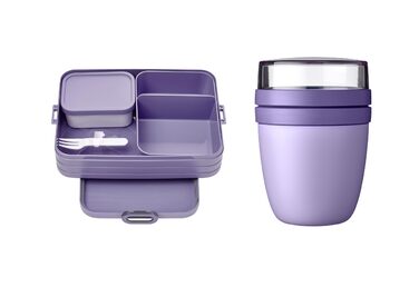 Mepal Bento Lunchbox Take A Break - ланчбокс для їжі з відділеннями, 1500 мл, колір Lila (великий набір)