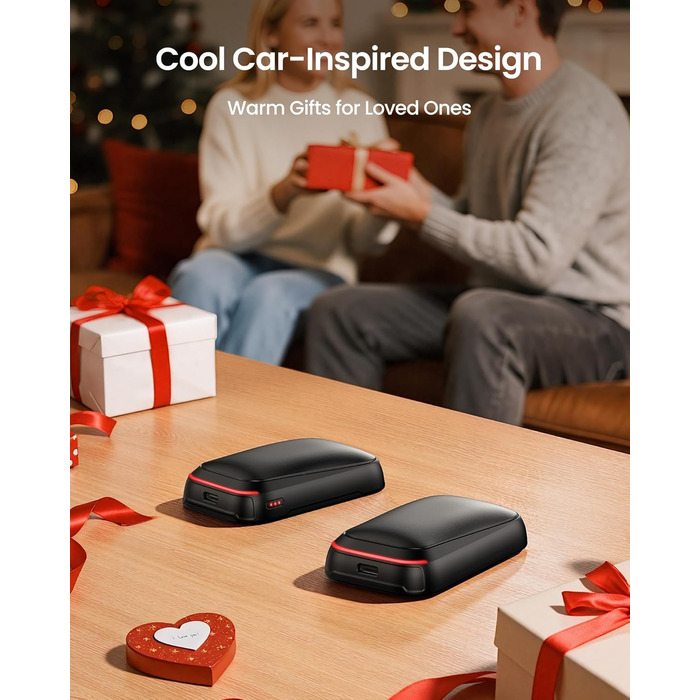 Електричний грілка для рук Gaiatop 2 шт. з магнітом, USB, багаторазовий, швидкий нагрів, 3 рівні, компактний, подарунок для чоловіків та жінок, чорний