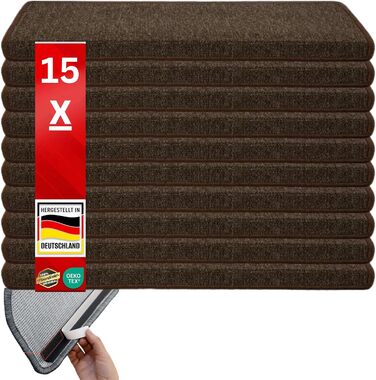 Сходинкові килимки Casa Pura London, 15 шт., 11 кольорів, антиковзаючі, міцна фіксація, кутова рейка, темно-коричневий
