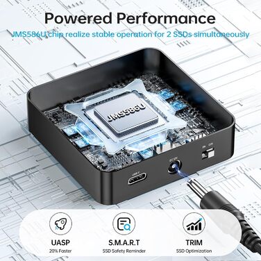 Док-станція для SSD NVMe M.2 (Dual Bay) SSK - 20Gbps, USB 3.2 Gen 2X2, Клонування, для ПК