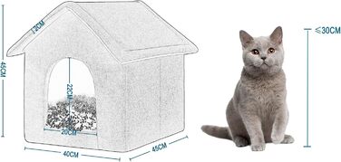 Будка для собак та котів EUGAD з плюшевою подушкою, 45x40x45 см, сіра