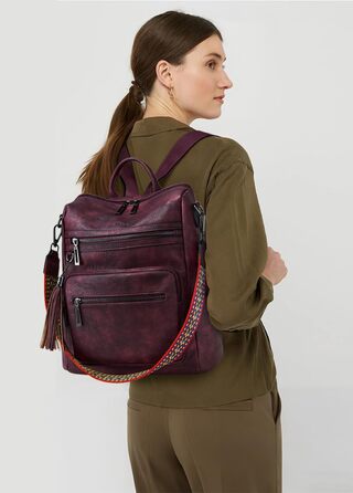 Шкіряний рюкзак-трансформер для жінок Shrrie: стильний рюкзак-сумка, Daypack, двоколірний каштано-коричневий