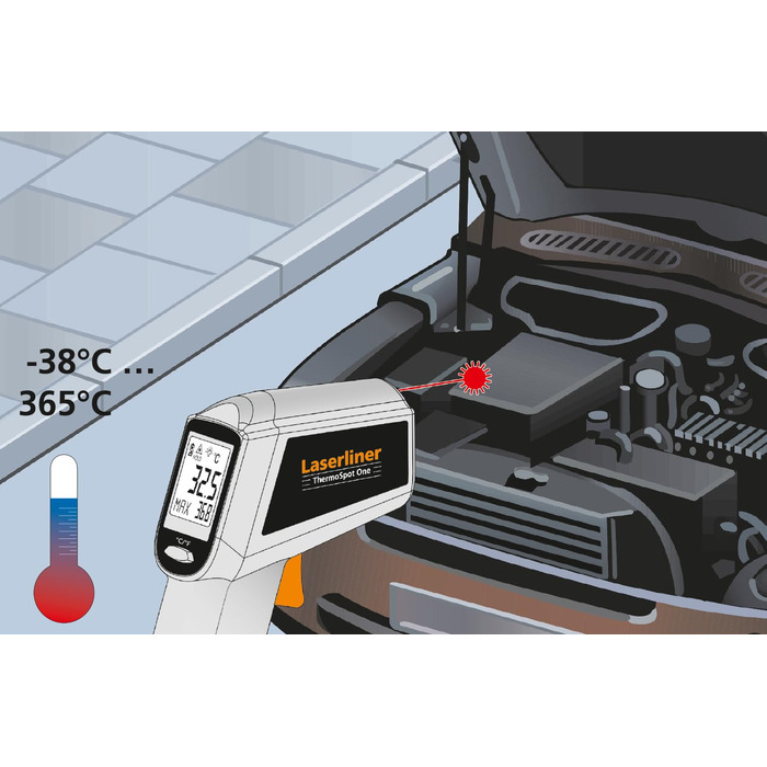 Лазерний інфрачервоний термометр Laserliner - безконтактне вимірювання температури (-38°C - 365°C)