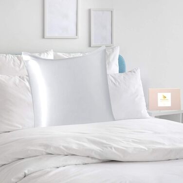 PiccoCasa Seide Pillowcase 80x80 100% Silk Pillowcase 22 Momme Pillow Cover Hair and Skin Care with Zipper & Gift Box Silver Gray 80x80cm