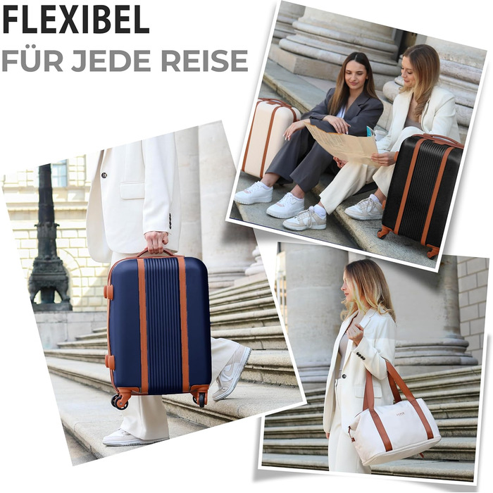 Набір валіз FERGÉ Milano 3 шт. з жорстким корпусом (Handgepäck, L, XL) – кафе (5 шт., чорний)