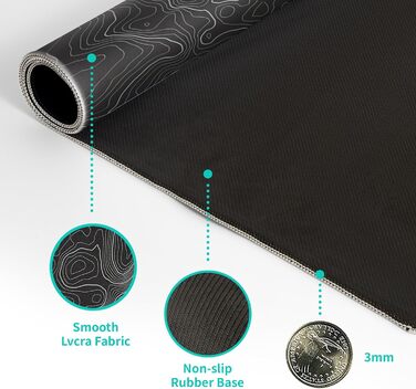 Мат для миші з морем, 80x20 см, абстрактний дизайн, текстура хвилі, протиковзка гумова основа, великий килимок для комп'ютера, офіс, дім