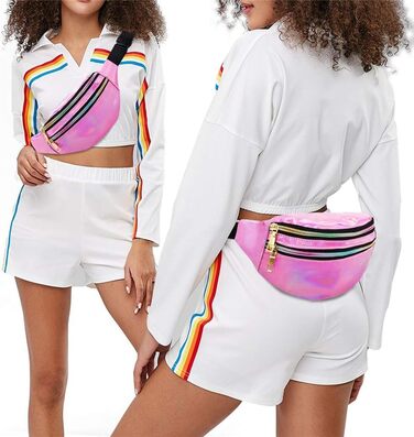 Гірчиця поясна сумка вологостійка, поясна сумка на пояс з відділеннями на блискавці, регульований ремінь, поясна сумка для жінок та чоловіків, для вечірок, фестивалів, спорту, активного відпочинку, подорожей (Рожевий)