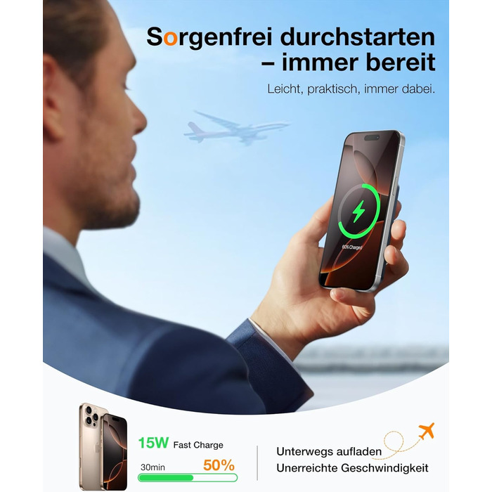 Портативний зарядний акумулятор TORRAS 5000mAh з MagSafe, USB-C, 22.5W PD, для iPhone 17 Pro Max та інших моделей, чорний