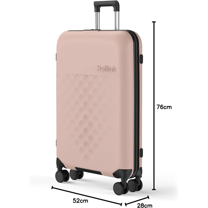 Чемодан Rollink Vega 360, чорний, 104L, 4 колеса, інноваційний замок, міцний, екологічний, для перевірки багажу