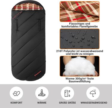 KingCamp XXL 3-Season Sleeping Bag - Oversized for Adults, Outdoor Camping, Backpacking, Hiking, Travel - Lightweight & Portable