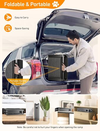 Сходи для собак у машину, складані, з антиковзким покриттям, для середніх та великих собак до 113 кг, 170x44 см