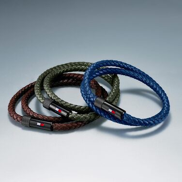 Чоловічий шкіряний браслет Tommy Hilfiger з магнітною застібкою (Синій)