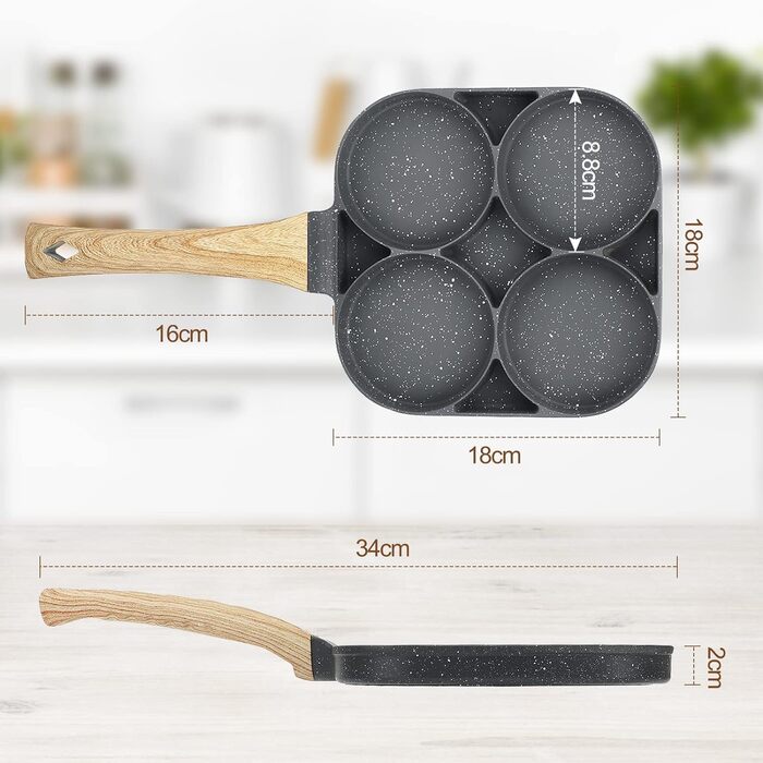 Пательня для млинців та яєць 4-х відділова антипригарна, для індукції та газової плити