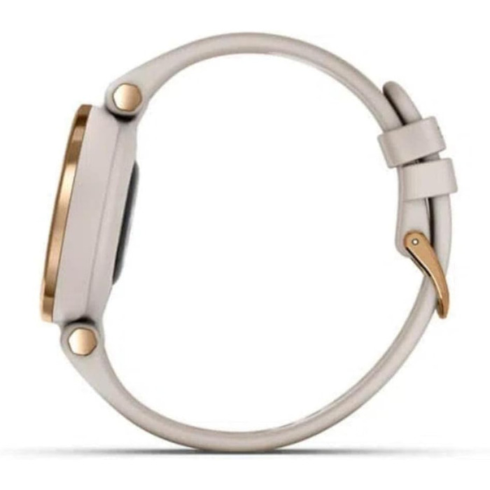 Розумний годинник Garmin Lily™ з сенсорним екраном та унікальним об'єктивом, світло-золотистий з білим шкіряним ремінцем