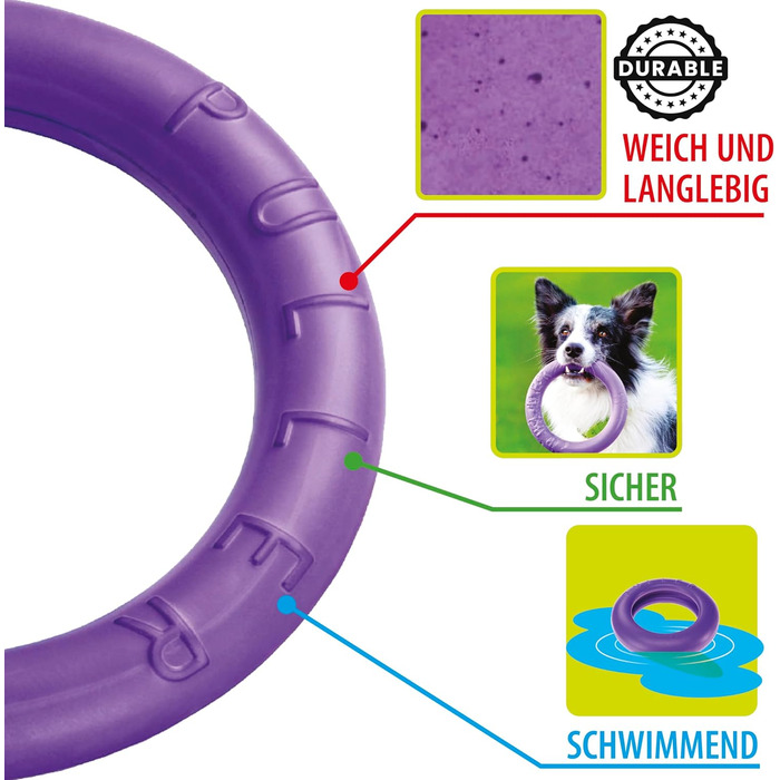 Ferplast Dog Toy, Dog Training Ring for Chewing, Running, Jumping, Fetching, Robust and Non-Toxic Material, Floating, Puller Maxi, Dog Toy for Large Dogs, 1 Fitness Ring